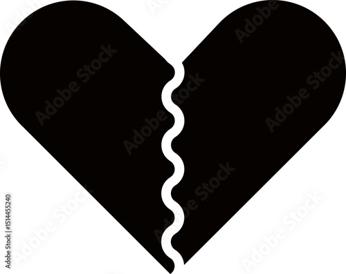 Heartbreak icon. Broken heart or divorce vector isolated on transparent background. Outline drawing broken red hearts line clipart breakup symbol for apps and websites