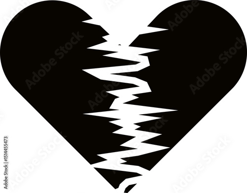 Heartbreak icon. Broken heart or divorce vector isolated on transparent background. Outline drawing broken red hearts line clipart breakup symbol for apps and websites