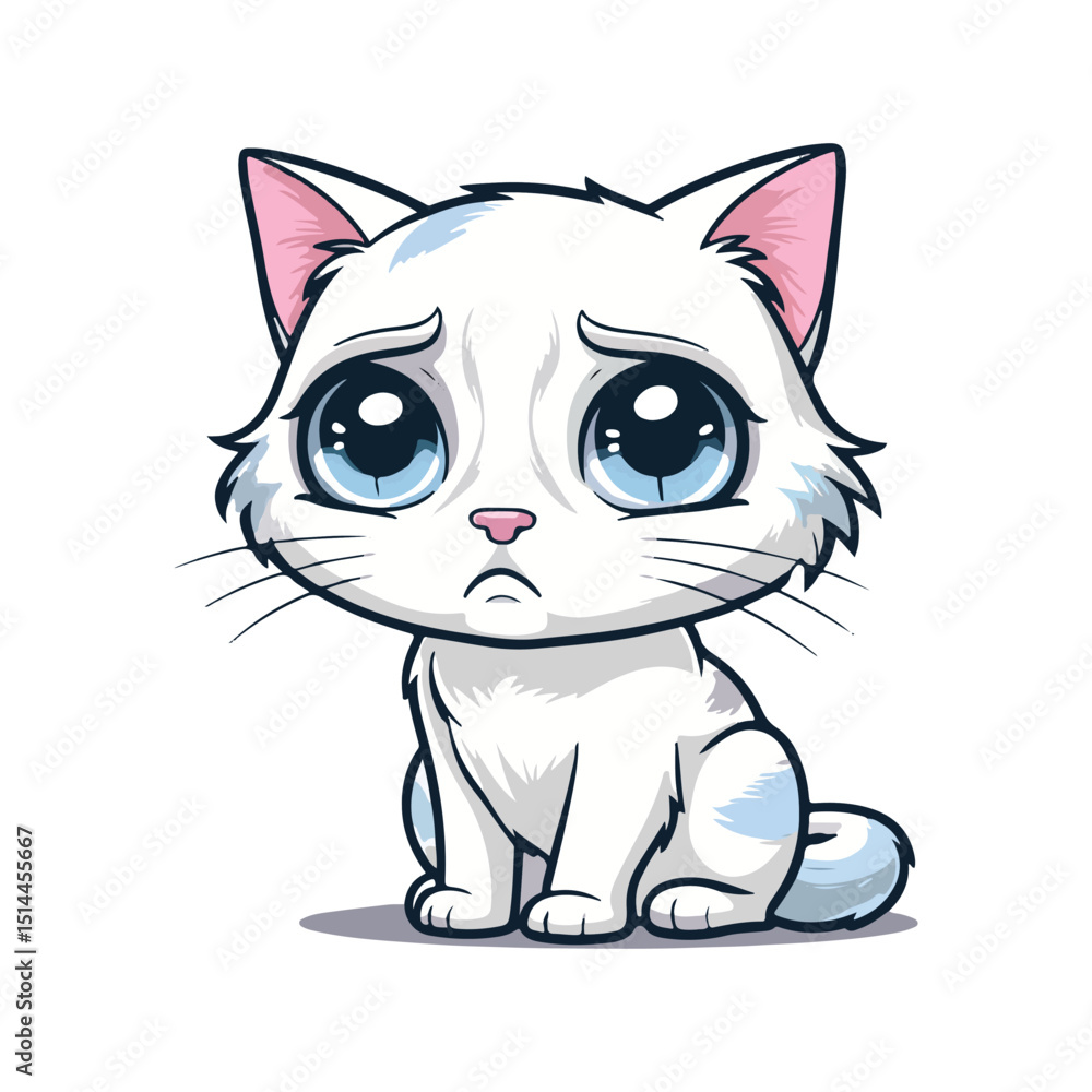 Obraz premium Playful cartoon kitten vector illustration with a cute, smiling feline character