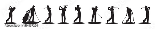 golf player silhouettes vector illustration set