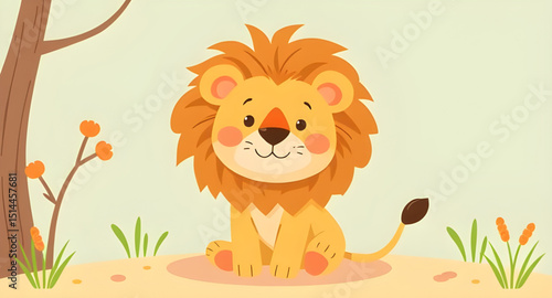 Lion animated cartoon for kids, Cute lion cartoon, Baby lion animation, Funny lion for children, Lion cub cartoon vector, Jungle lion cartoon, Happy lion illustration, Friendly lion character, Lion fo