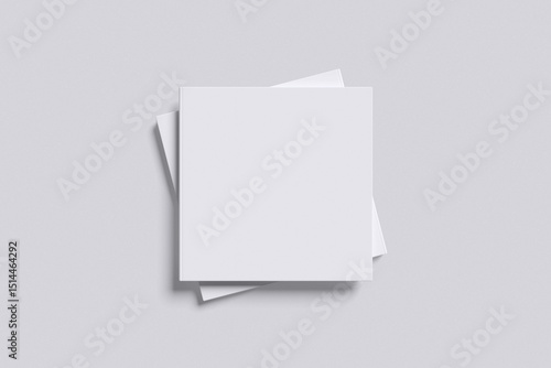 Photos White front and back view of square book with grey background color for mockup t