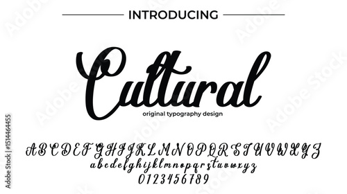 Cultural Font Stylish brush painted an uppercase vector letters, alphabet, typeface