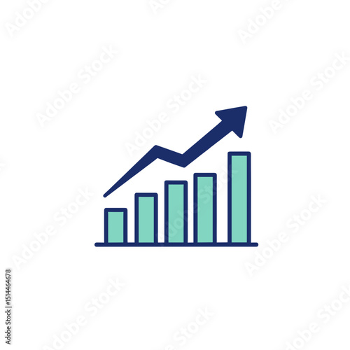 Free Download Icon of a growing graph with upward trend lines in blue and green   - GFXLoad