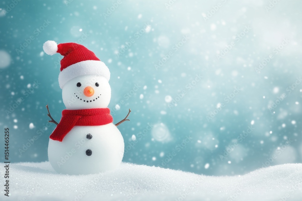 Merry Christmas and Happy New Year with a cheerful snowman in a snowy winter landscape, Merry christmas and happy new year , Snowman standing in winter christmas landscape with copy space Merry Christmas and Happy New Year with a cheerful snowman in a snowy winter landscape, Merry christmas and happy new year , Snowman standing in winter christmas landscape with copy space