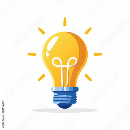 Radiant Innovation: A bright yellow lightbulb radiates, symbolizing a sudden idea or breakthrough moment.