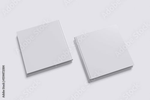 Canvas Print White front and back view of square cover book with grey background color for mo