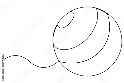 Fitness equipment concept. Continuous single line drawing of fitness ball design graphic vector illustration