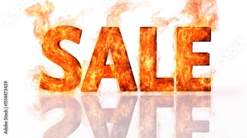 Fiery Bold Sale Concept with Flaming Text on Bright Background