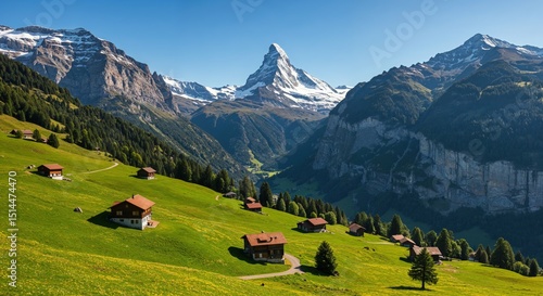 Fototapeta Naklejka Na Ścianę i Meble -  Matterhorn mountain alps landscape swiss nature travel tourism destination view