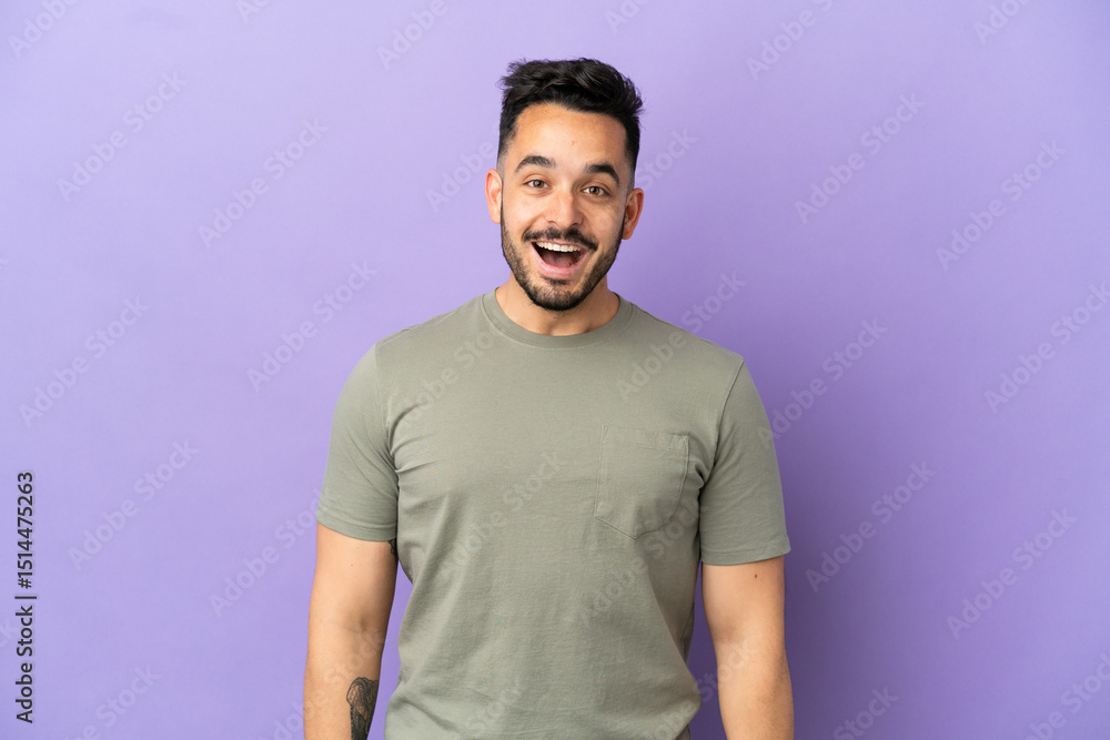Young caucasian man isolated on purple background with surprise facial expression Young caucasian man isolated on purple background with surprise facial expression