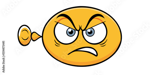 A cartoon emoji emoticon icon looking very angry or disapproving