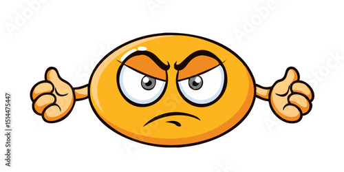 A cartoon emoji emoticon icon looking very angry or disapproving