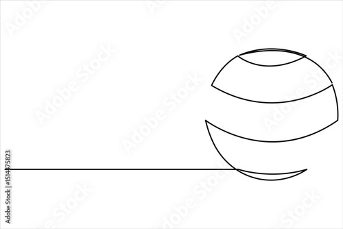 Fitness equipment concept. Continuous single line drawing of fitness ball design graphic vector illustration