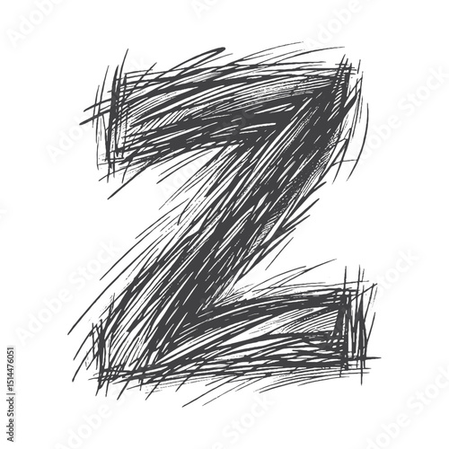 Vintage Hand-Drawn Sketch Style Letter Z Illustration – Typography Engraving for Monogram Apparel, Stickers, Label, and T-Shirts