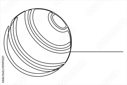Fitness equipment concept. Continuous single line drawing of fitness ball design graphic vector illustration