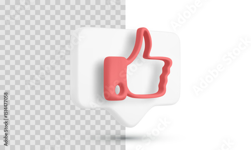 Thumbs Up Icon Inside Speech Bubble Rendered In Realistic 3D Style, Representing Like, Approval, Or Positive Feedback. Clean Vector Illustration For Social Media Or Interaction Concepts.