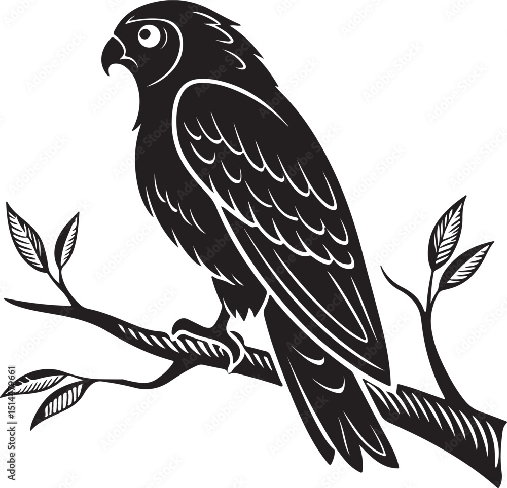 Obraz premium Side view of owl with soft feather detail lines