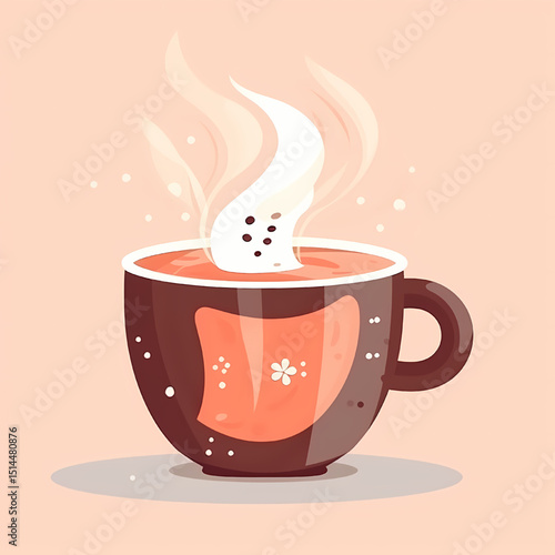 Steaming Mug of Comfort: A warm cup of coffee or tea, with wisps of steam rising, conveys a sense of calm and contentment in this minimalist graphic.