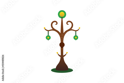Enchanted elm accessory holder with detailed natural motifs vector art illustration