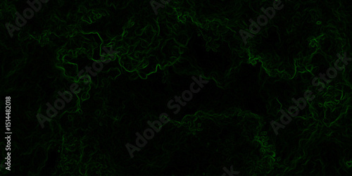 Abstract digital background with faint, glowing green electric lines and fluid. Mysterious, eerie, and atmospheric mood. Organic swirls resembling fog or ethereal energy currents.