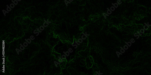 Abstract digital background with faint, glowing green electric lines and fluid. Mysterious, eerie, and atmospheric mood. Organic swirls resembling fog or ethereal energy currents.