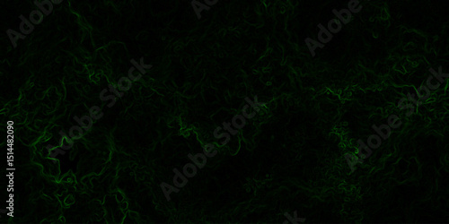 Abstract digital background with faint, glowing green electric lines and fluid. Mysterious, eerie, and atmospheric mood. Organic swirls resembling fog or ethereal energy currents.