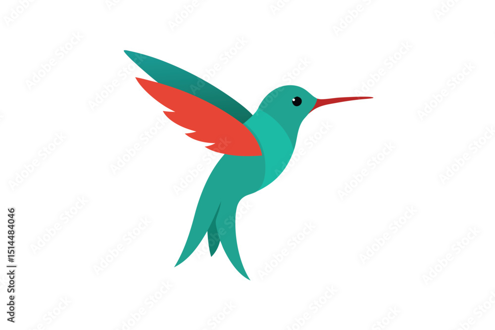 Obraz premium Minimal hummingbird mid flight vector art illustration