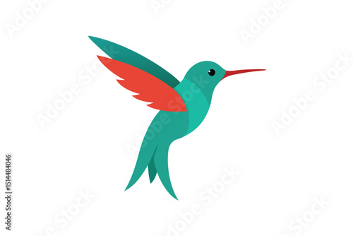 Minimal hummingbird mid flight vector art illustration