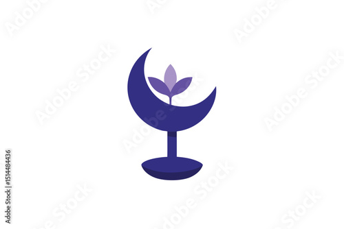 Moonlit bloom holder elegant vector art illustration