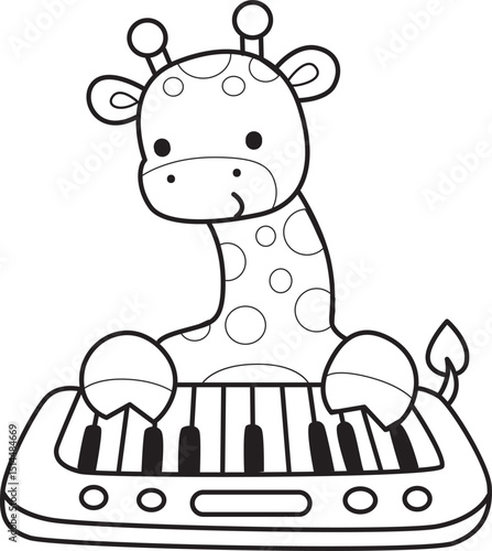 Coloring pages of Set Vector Stock Illustrations Isolated of Baby Giraffe.
Outline of Cute giraffe animals with various activities.