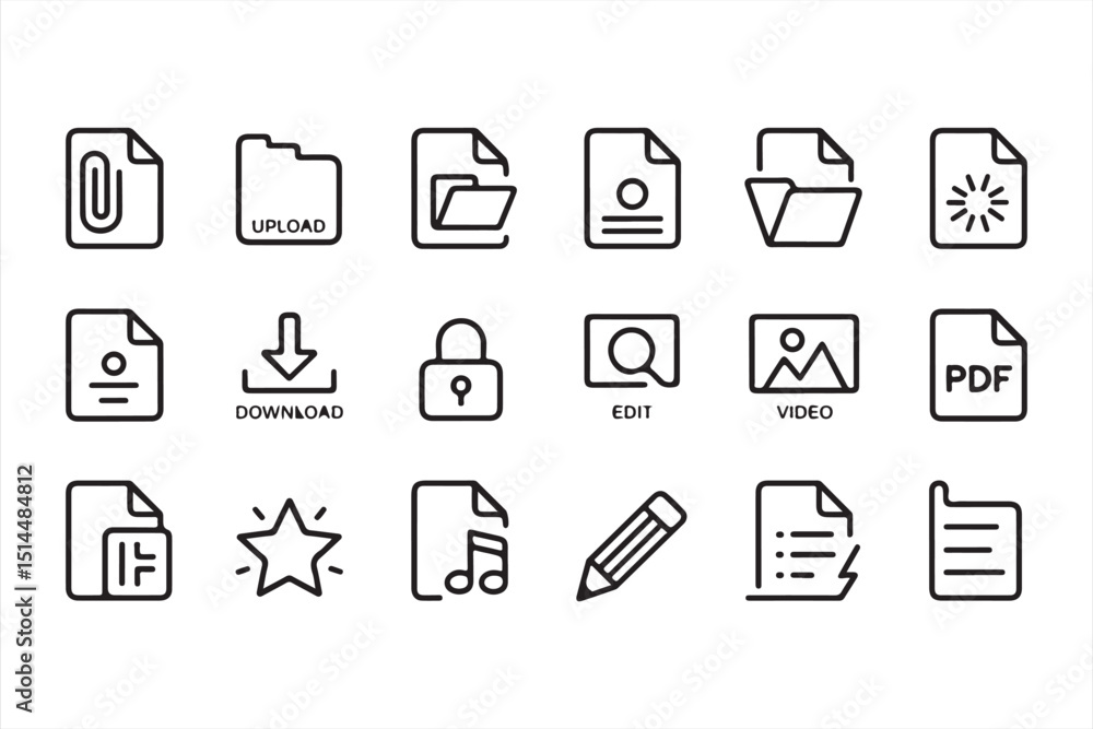 Collection of File Management Icons for Office and Business Solutions Collection of File Management Icons for Office and Business Solutions