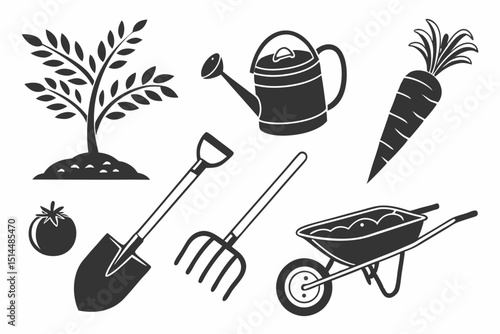 garden tools icon set