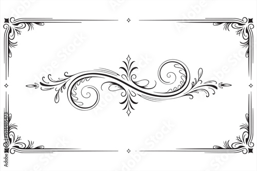 Decorative Floral Borders in Fine Line Art for Formal Invitations