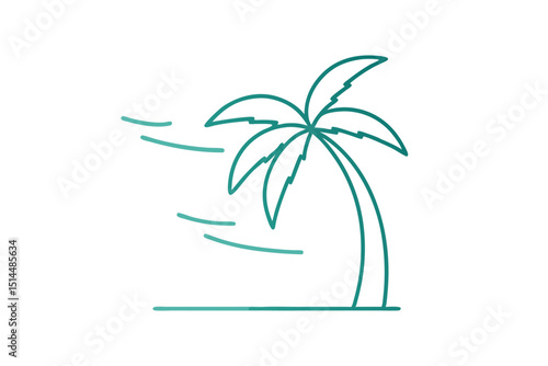 Palm breeze outline natural vector art illustration