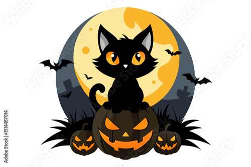 Red Eyed Cat Illustration in Dark Style