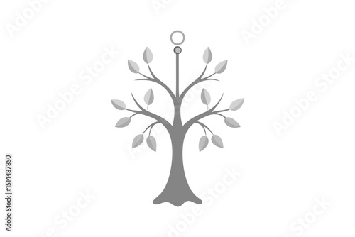 Silverleaf charm tree refined nature vector art illustration