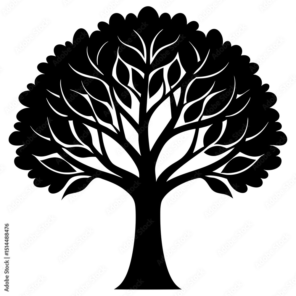 Obraz premium vector tree silhouette Stylized Tree Silhouette – Eco Concept Illustration