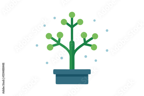 Snowfall sapling organizer elegant botanical vector art illustration