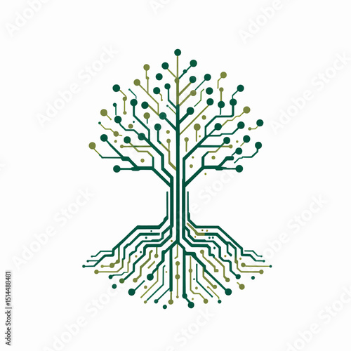 Digital Tree of Life Growing Strong Technology Roots Nature Symbiosis