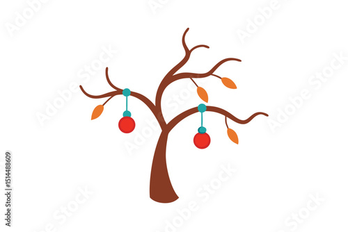 Soft branch earring tree gentle nature vector art illustration
