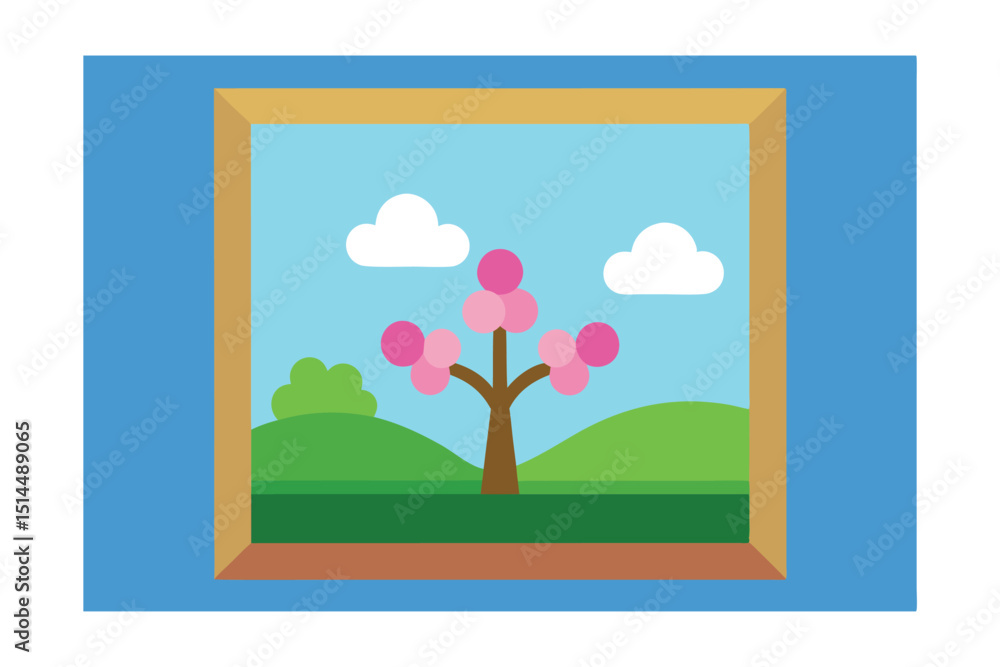 Fototapeta premium Spring on canvas vibrant floral vector art illustration