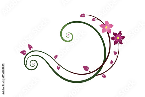 Swirl and blossom frame elegant botanical vector art illustration