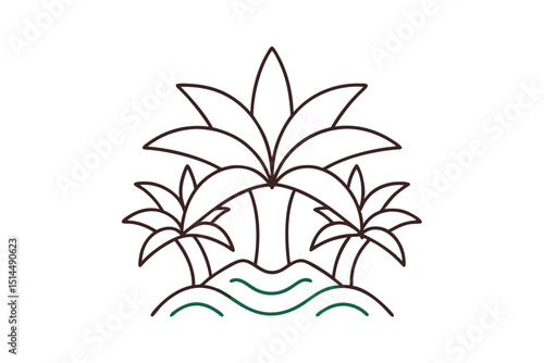 Tropical outline bliss exotic nature vector art illustration
