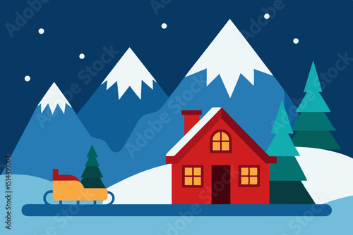 winter landscape with house