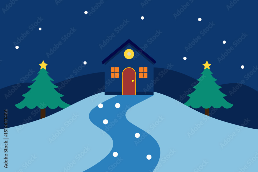 Naklejka premium christmas night landscape