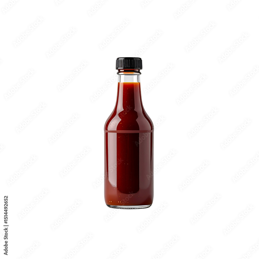 Delicious red sauce bottle isolated on food shot dark on transparent background Delicious red sauce bottle isolated on food shot dark on transparent background