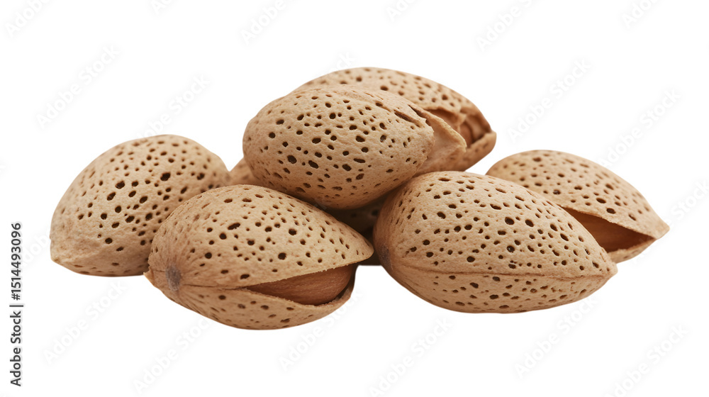 Close up shot of fresh almonds with open shells on black background Close up shot of fresh almonds with open shells on black background