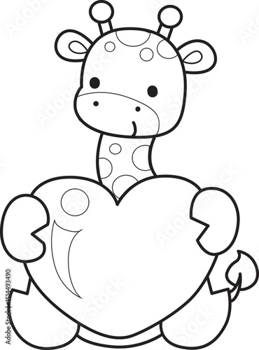 Coloring pages of Set Vector Stock Illustrations Isolated of Baby Giraffe.
Outline of Cute giraffe animals with various activities.