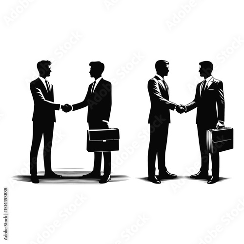 Business people silhouettes symbolizing teamwork and success, featuring diverse businessmen and women in professional attire